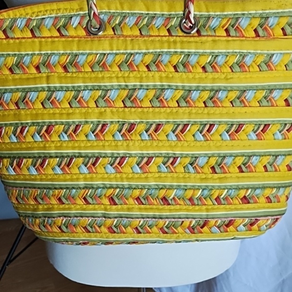 Woven Multicolor Fabric Tote - Picture 2 of 7